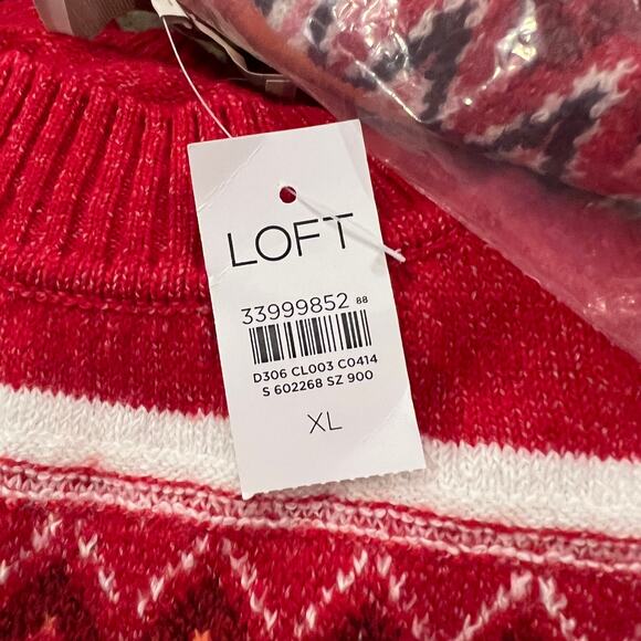 NWT LOFT Ruby Rust Red Fair Isle Everyday Sweater - SIZE XL - Picture 6 of 8